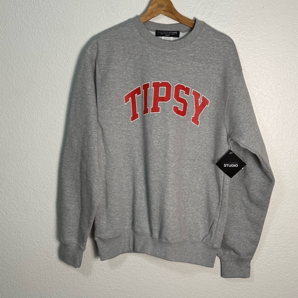 NWT lulusimonstudio Tipsy Oversized Fleece Sweatshirt Size XS/S Gray Cozy Comfy - Picture 2 of 5